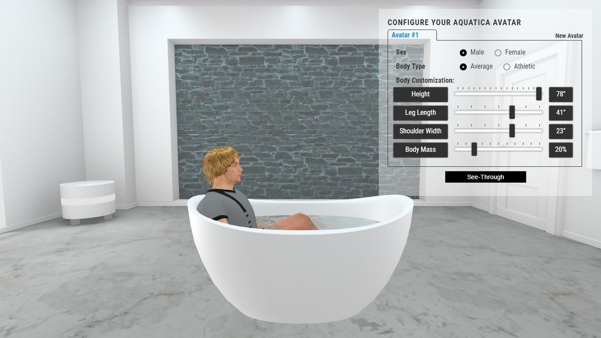 Purescape 171 Mini Bathtub 3D Body Position